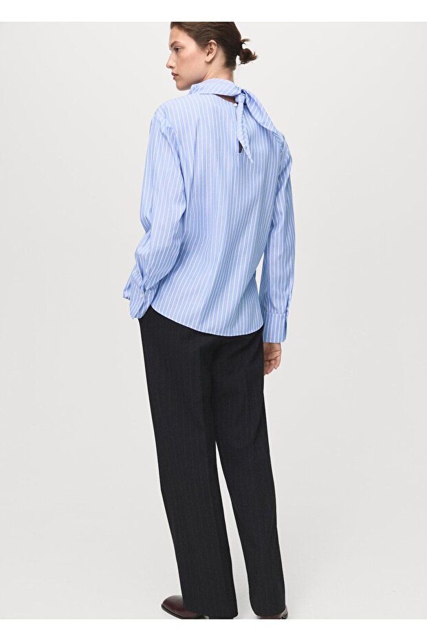 Mendilli çizgili bluz - 4