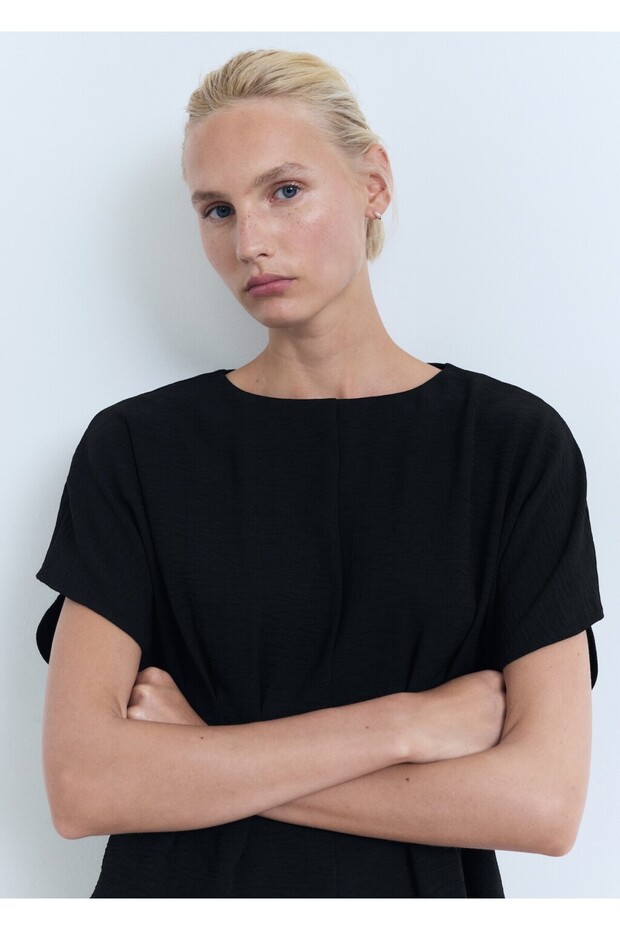 Kısa kollu peplum bluz - 1