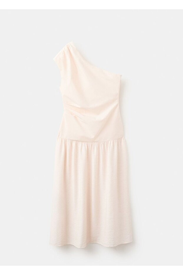 Asimetrik pileli elbise - 3