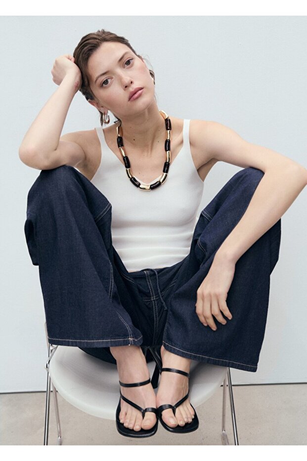 V yaka triko bluz - 6