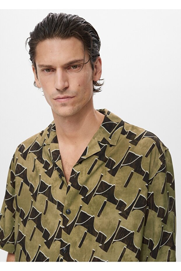 Dökümlü desenli gömlek - 6