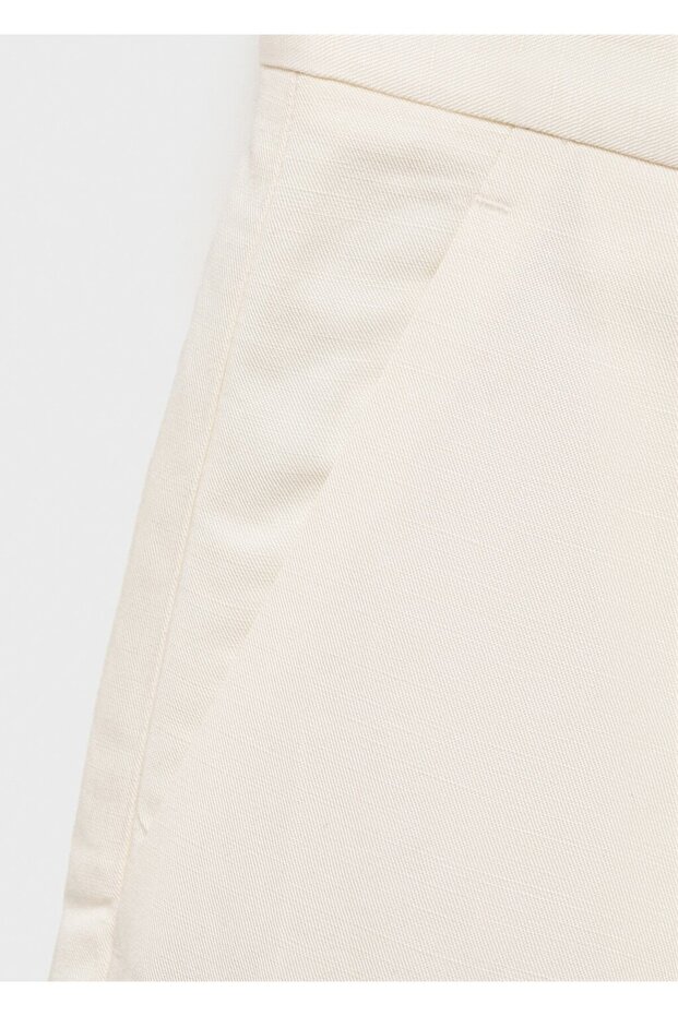 Keten karışımı bermuda şort - 5