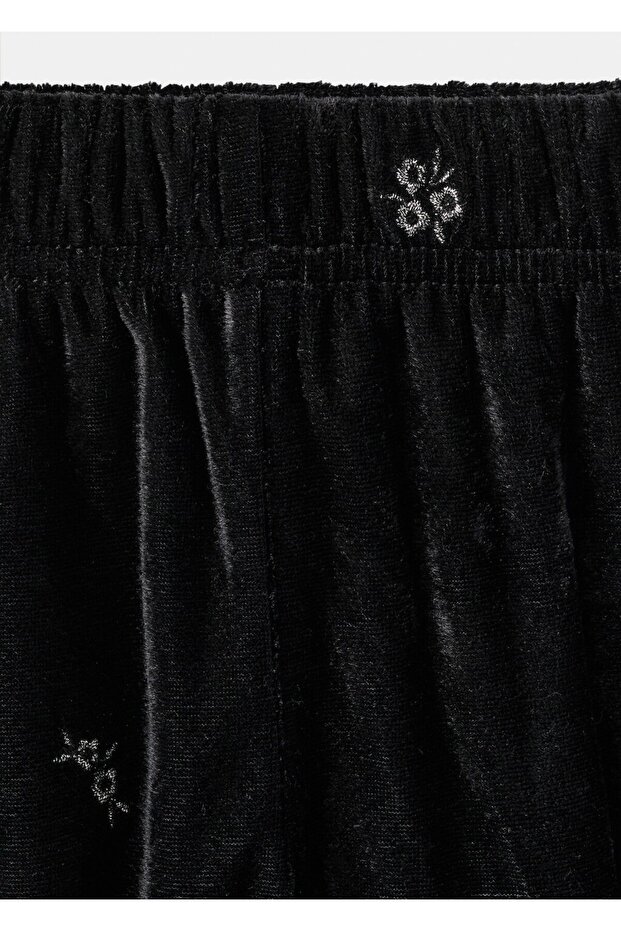 İşlemeli kadife pantolon - 4