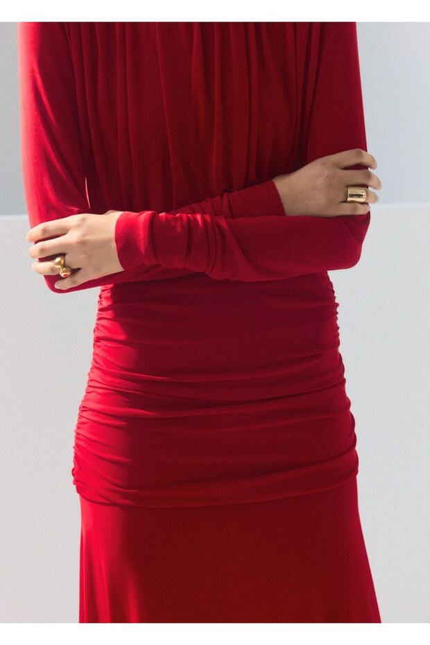 Drape evaze elbise - 1