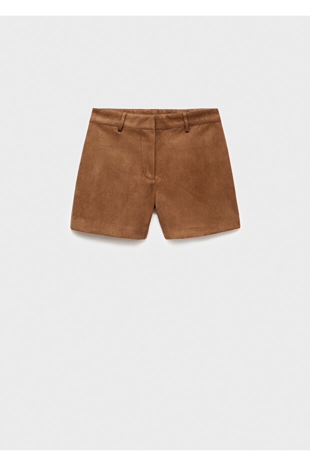 Süet görünümlü şort - 3