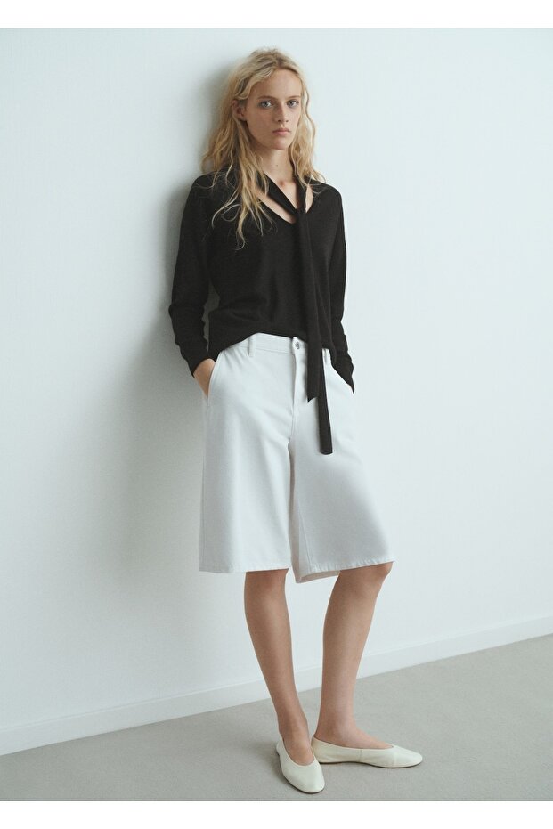 Fularlı V yaka kazak - 2