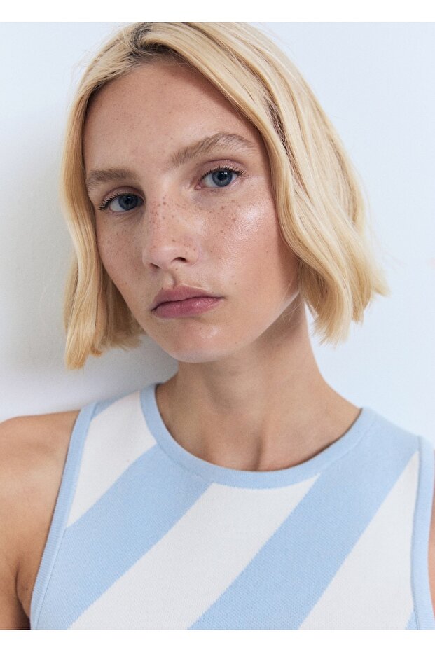 Askılı triko elbise - 6