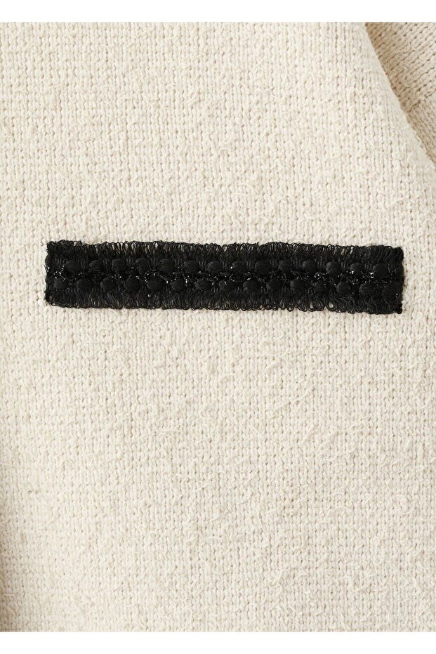 Kontrast şeritli triko ceket - 5