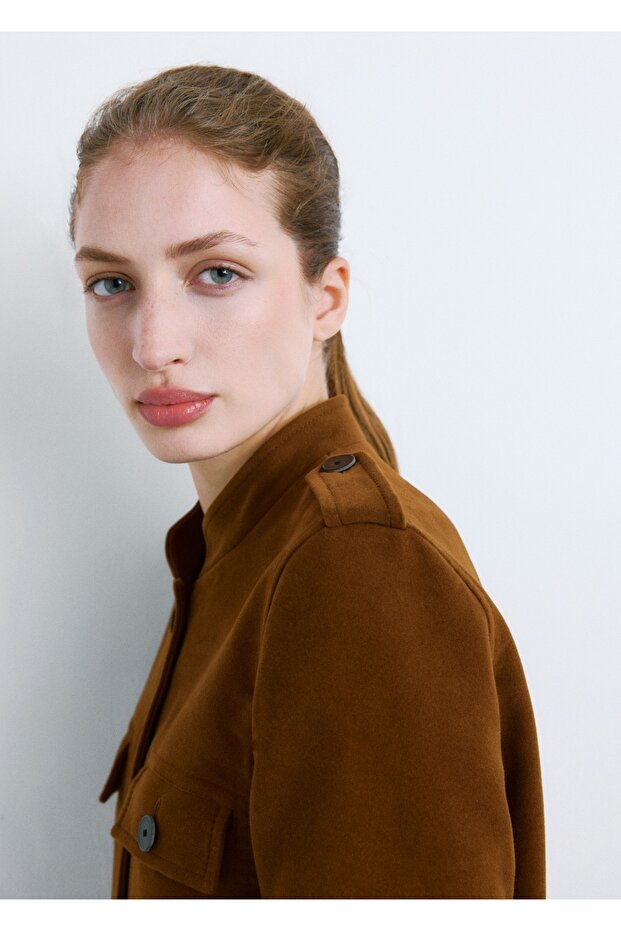 Şerit yakalı cepli ceket - 7