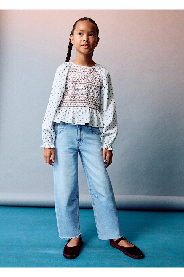 İşlemeli desenli bluz - 4