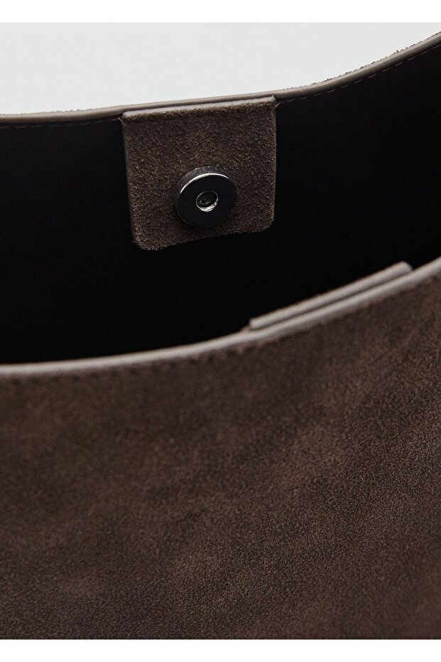 Süet deri shopper çanta - 5
