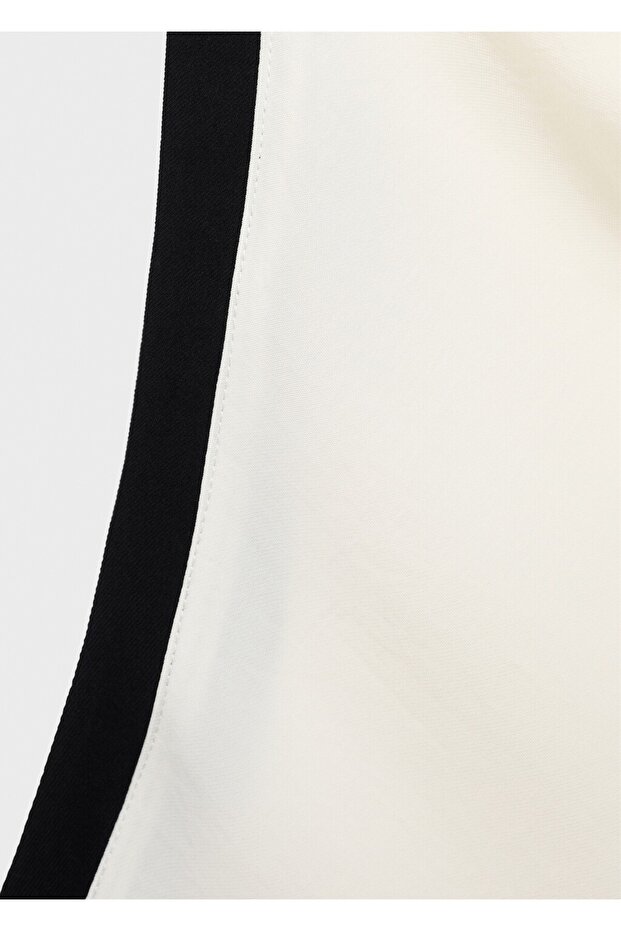 Drape yaka kontrast detaylı bluz - 5