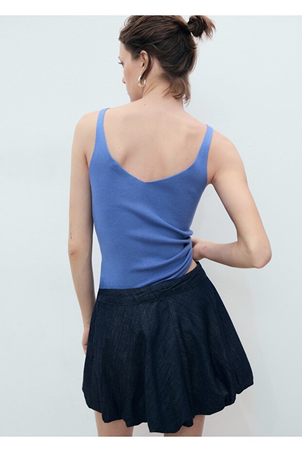 V yaka triko bluz - 4