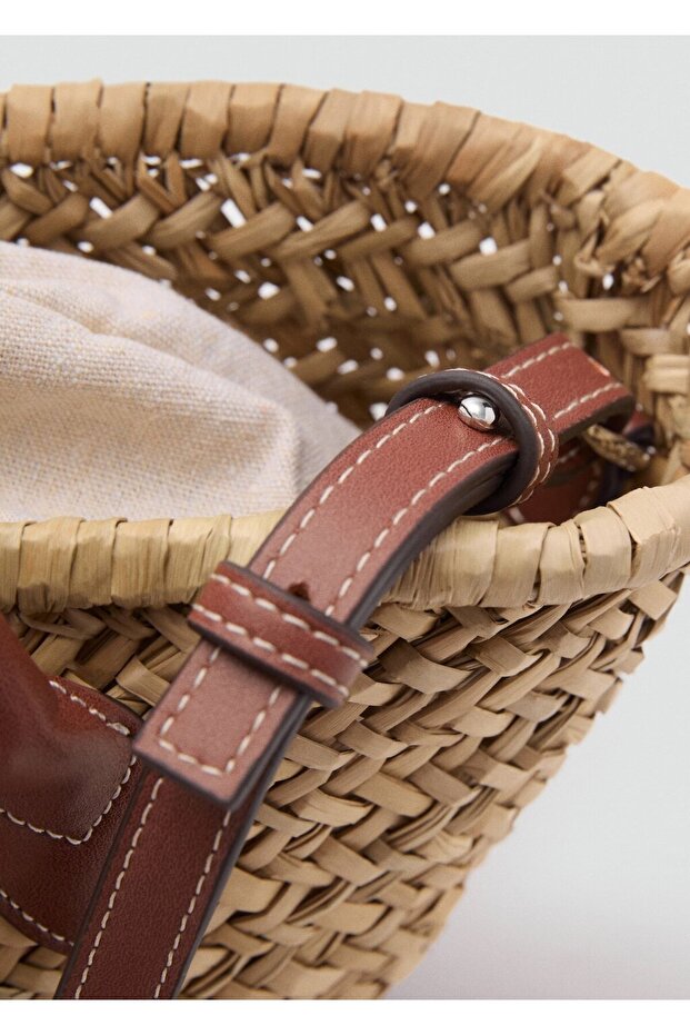 Küçük boy doğal elyaf hasır çanta - 3