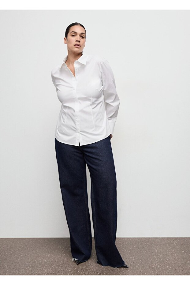 Bedene oturan poplin gömlek - 7