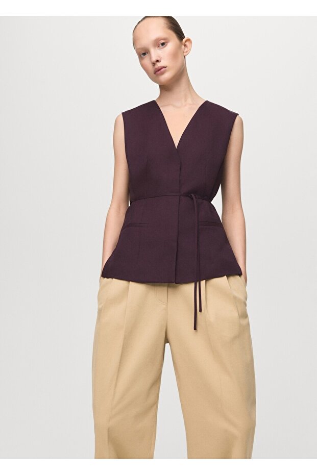 Bağ detaylı yelek - 1