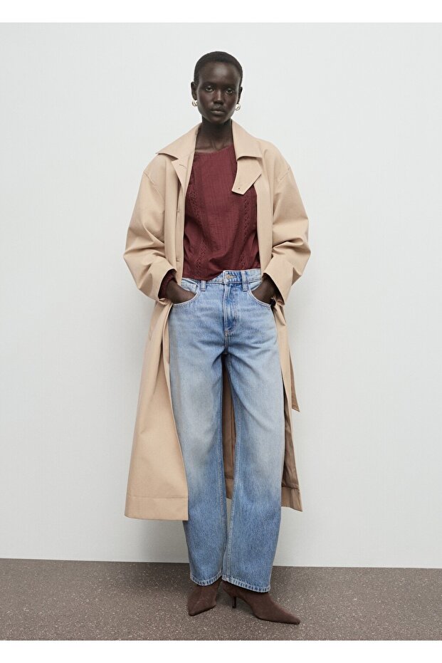 İşlemeli kabarık kollu bluz - 2