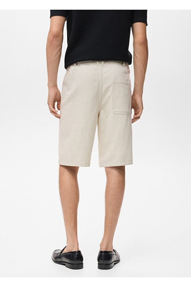 Keten bağlı şort - 4