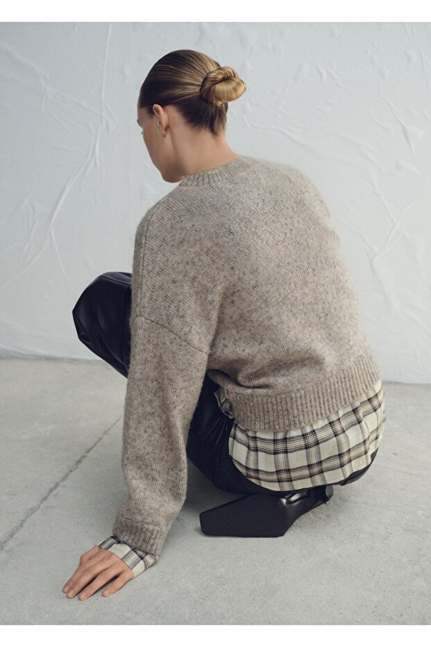 Kombine gömlek kazak - 4