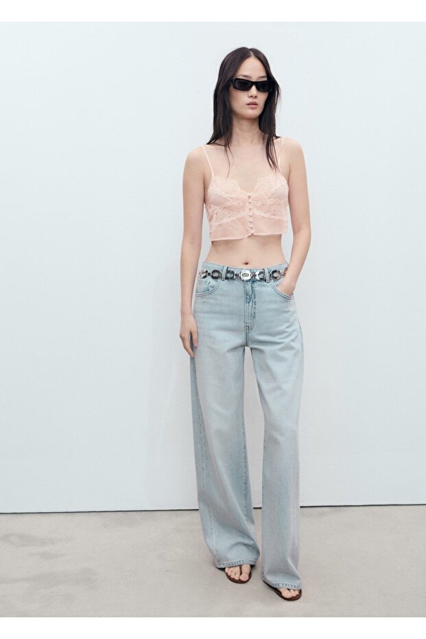 Dantel crop bluz - 2