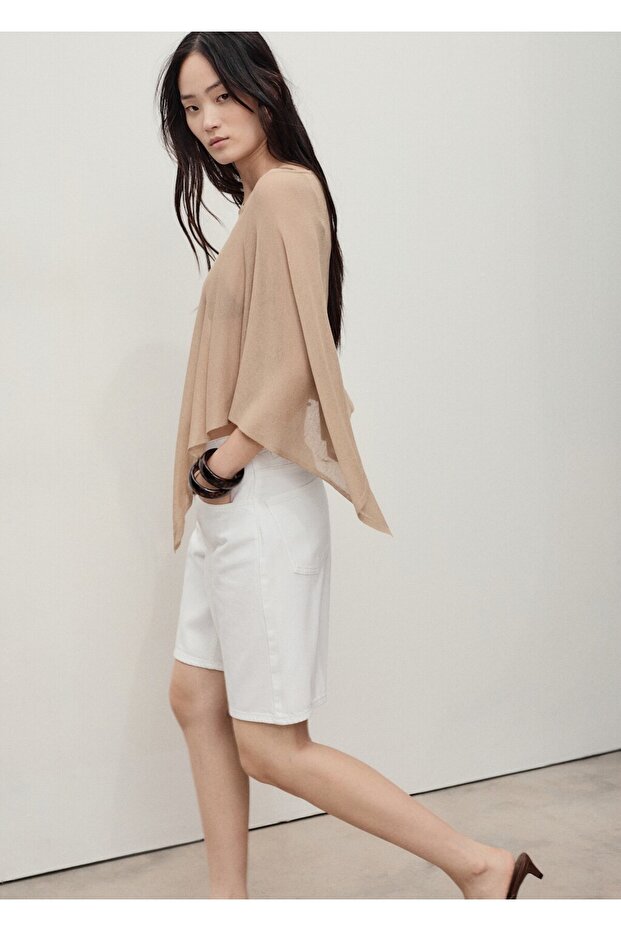 Yüksek Belli Bermuda Denim Şort - 7