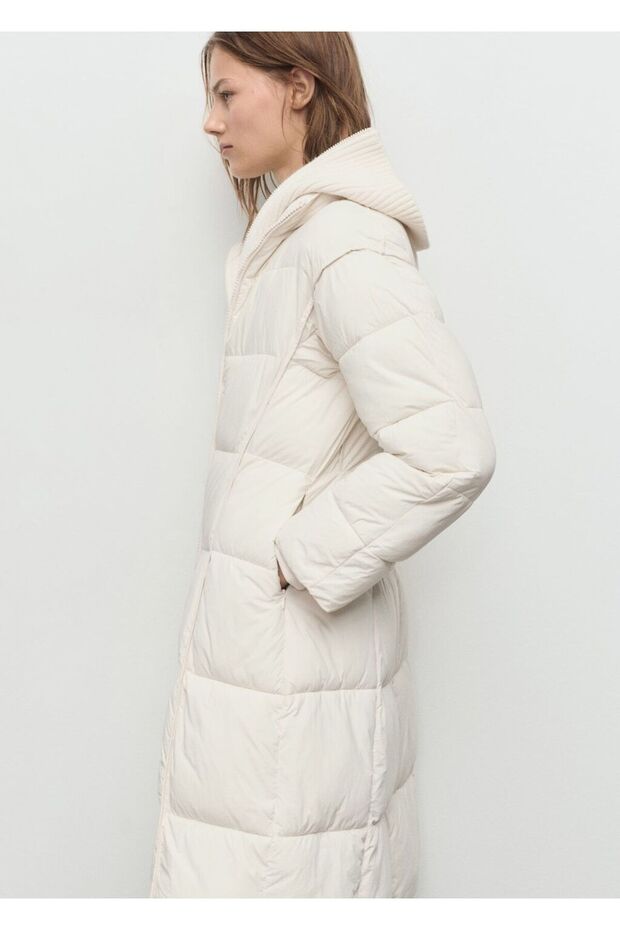 Dokuma kumaş kapitone anorak - 7