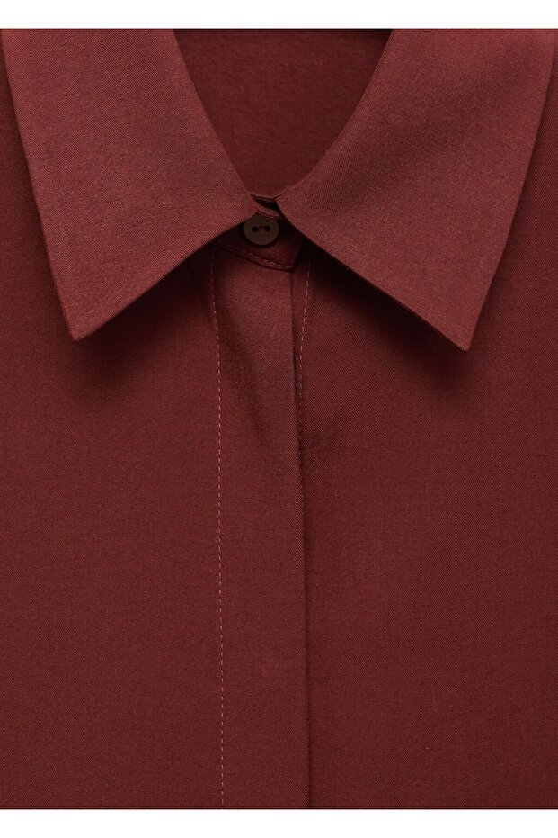 Gizli düğmeli lyocell gömlek - 8