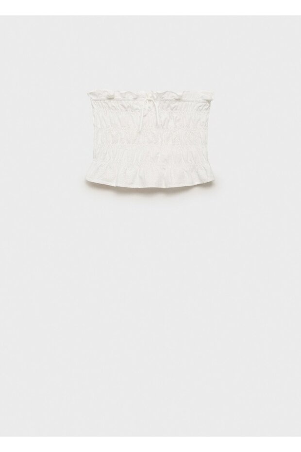 İşlemeli crop bluz - 2