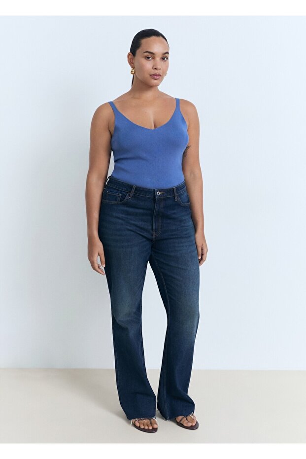 V yaka triko bluz - 6