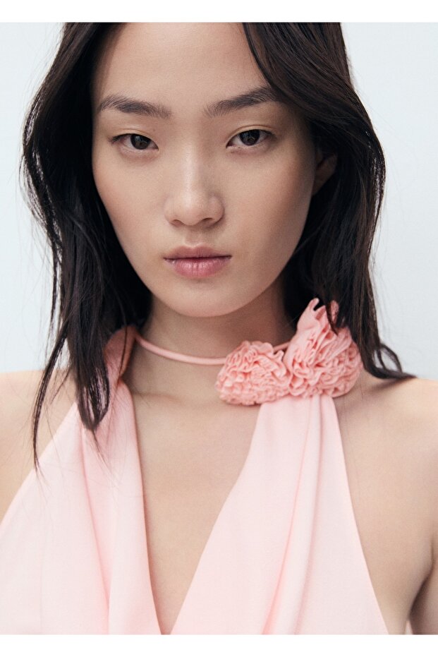 Çiçek detaylı drape bluz - 6