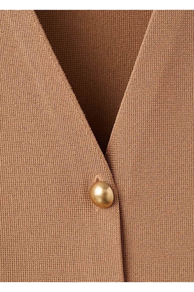 Düğmeli dar kesim triko ceket - 8