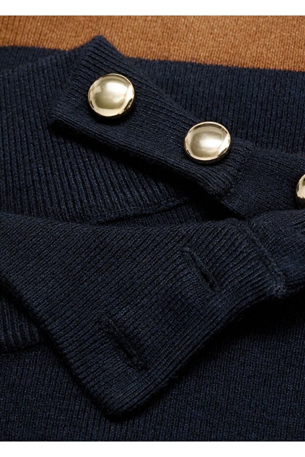 Perkins yaka düğmeli kazak - 5