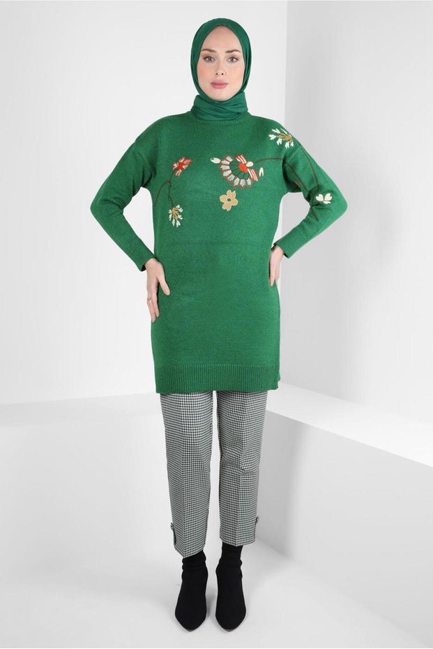 EMBROIDERY DETAILED KNIT TUNIC 44117