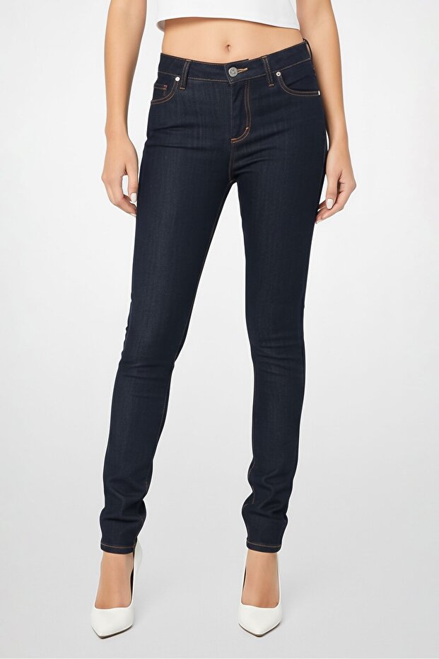 Women Slim Fit Solid Stretchable Jeans, Navy