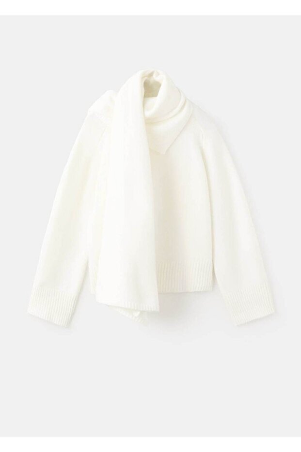 Fularlı triko kazak - 3