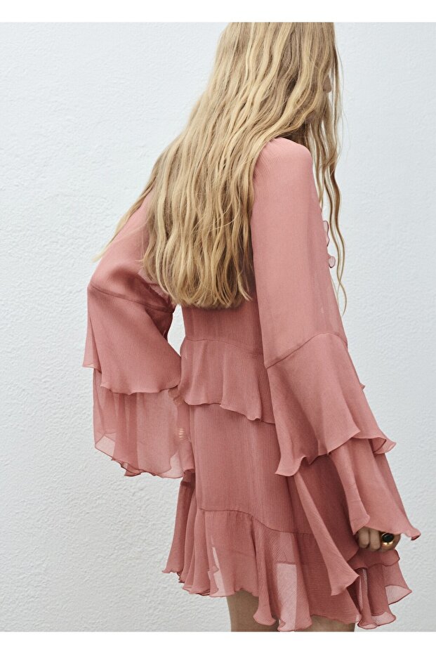 Fırfırlı kısa elbise - 4