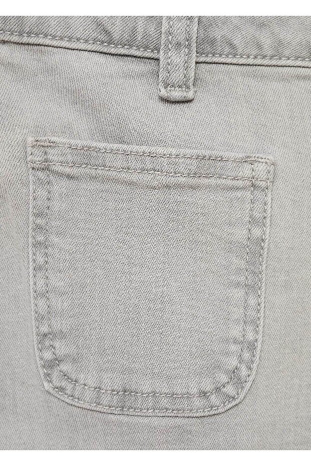 Düz kesim denim şort - 6