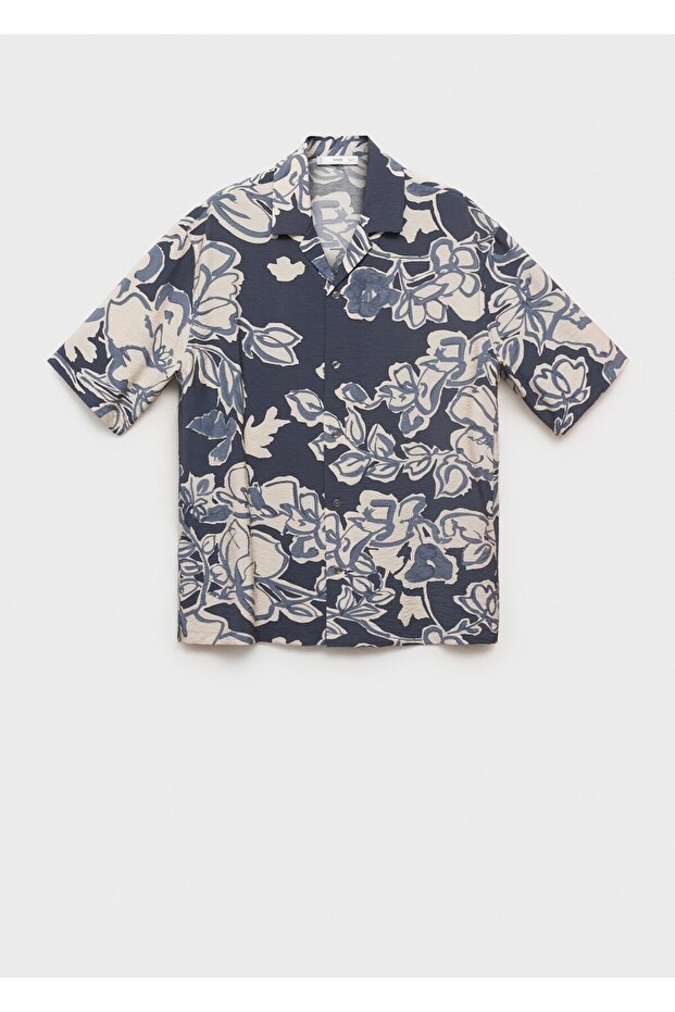 Çiçekli kırışık görünümlü gömlek - 3