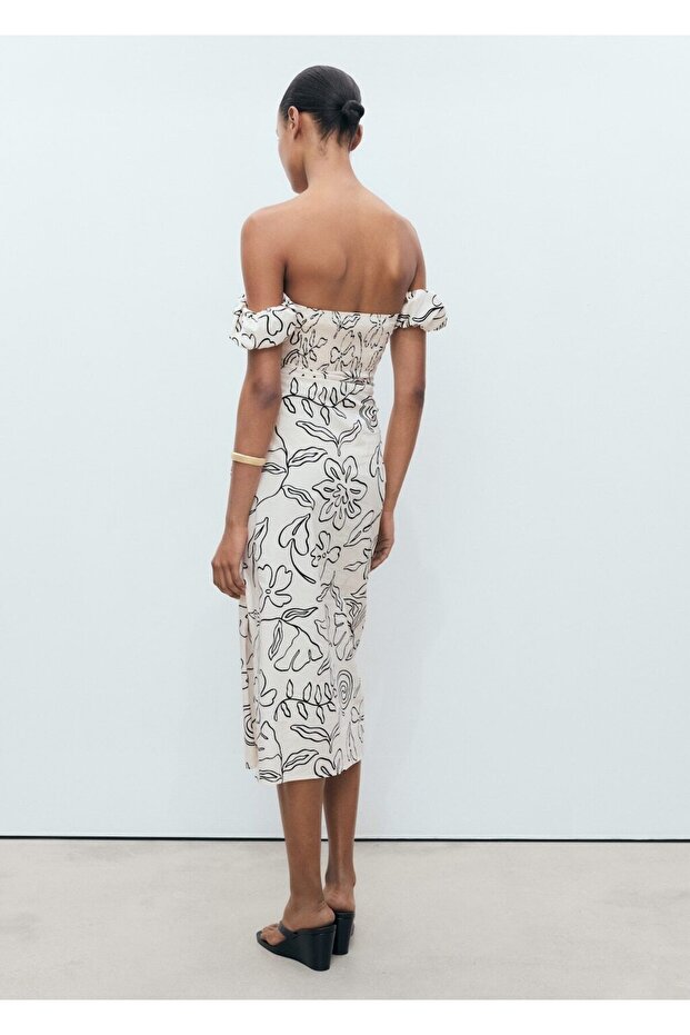 Çiçekli straplez elbise - 4