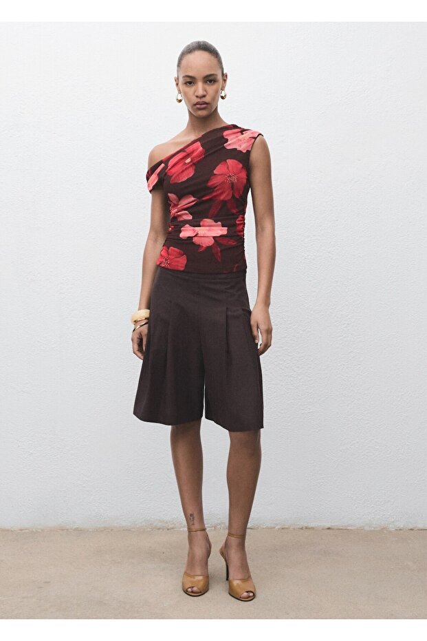 Çiçekli asimetrik bluz - 2