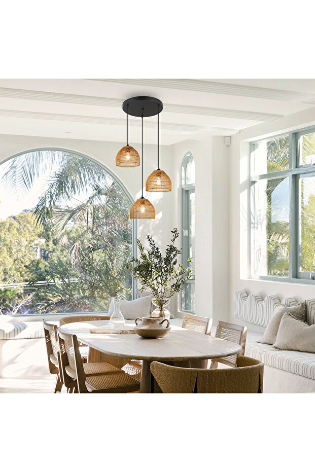 ZERFA 3 LU SİYAH AVİZE 3XE27 - 3