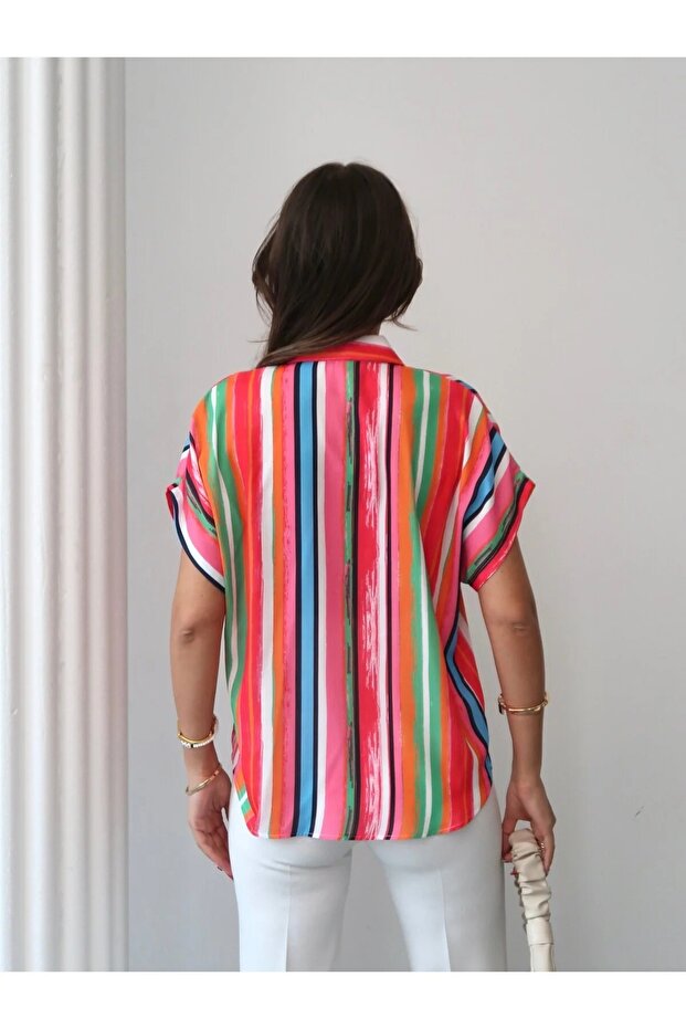Kısa Kollu Oversize Gömlek - 6