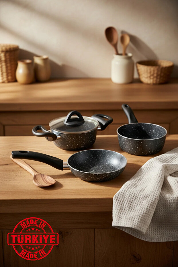Sakura 4 Piece Cookware Set Gray (Made in Turkey)