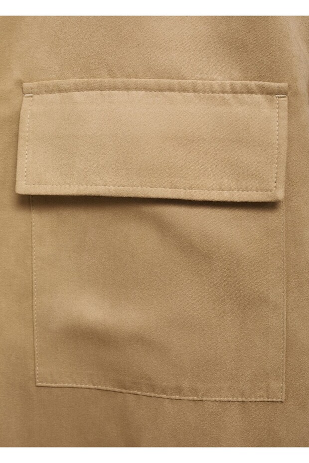 Süet deri görünümlü gömlek ceket - 5