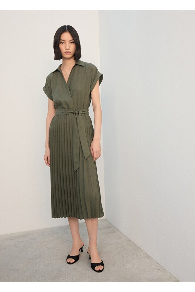 Pileli gömlek elbise - 2