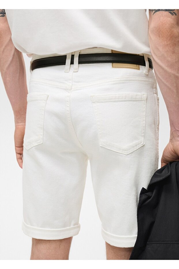 Slim fit kot bermuda şort - 8