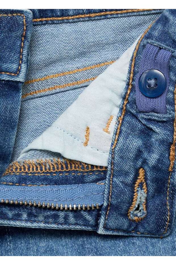 Düz kesim denim şort - 5