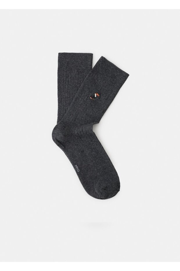 İşlemeli pamuklu çorap - 1