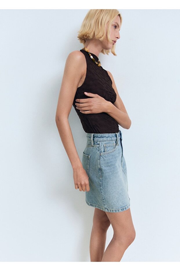 Kısa denim etek - 6