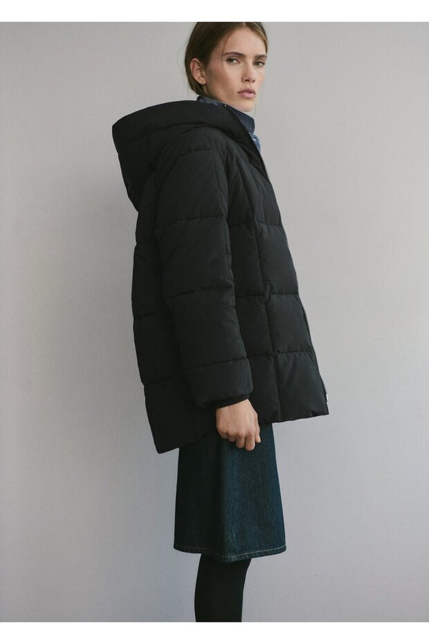 Kapüşonlu kapitone anorak - 1